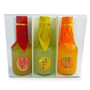 世界一統　和歌のめぐみ　180ml×3本入　クリアケース入　竜神の柚子酒・南紀のにごり梅酒・有田のみかん酒　｜toretore