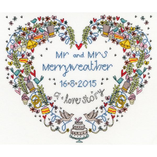 Bothy Threads クロスステッチ刺繍キット "Wedding Heart" (ウェディング...