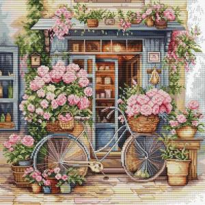 Luca-S クロスステッチ刺繍キット BU5044 "Flowers Shop" (花屋さん) 【海外取り寄せ/納期40〜80日程度】｜torii