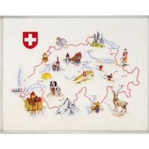 OOE クロスステッチ刺繍キット 09817 地図 SWISS スイスSwitzerland 【取り寄せ/納期40〜80日程度】｜torii