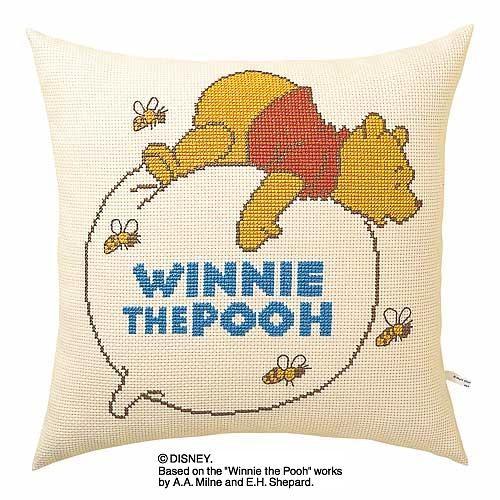 Olympusクロスステッチ刺繍キット 5892 【風船に乗るプー】 クッション40×40cm Di...