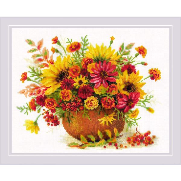 RIOLISクロスステッチ刺繍キット No.1973 "Autumn Flowers" (秋の花) ...