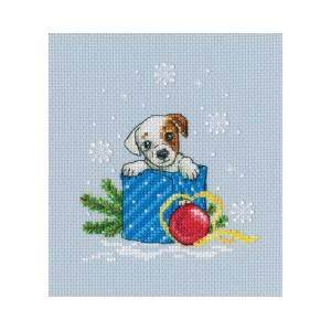 RTO クロスステッチ刺繍キット C298 "Give me a puppy!" (クリスマスに犬をちょうだい) 【海外取り寄せ/通常納期40〜80日程度】｜torii