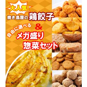 餃子 大人気 焼き鳥屋の鶏餃子(500g 一個約28g)と選べるメガ盛りお惣菜2パックセット｜torimasu