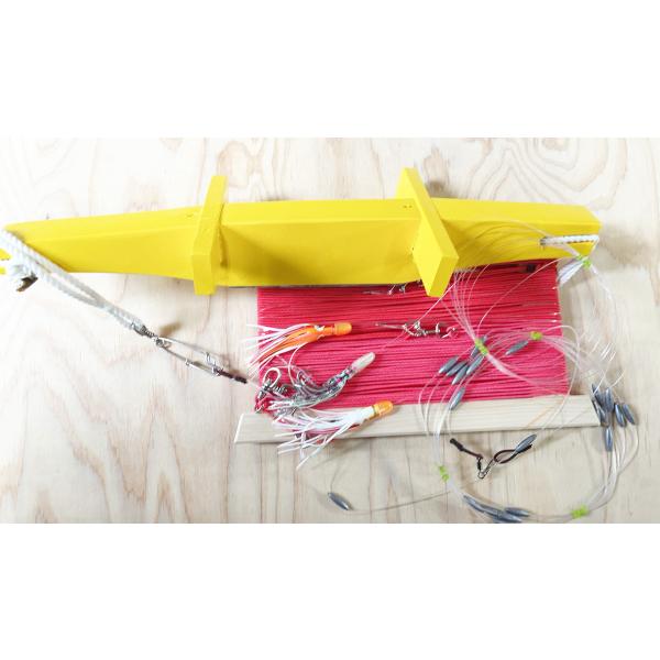 鳥山漁具 トローリング 鰹ロングヒコーキ仕掛けセット枝針2箇所 ルアー3個付き