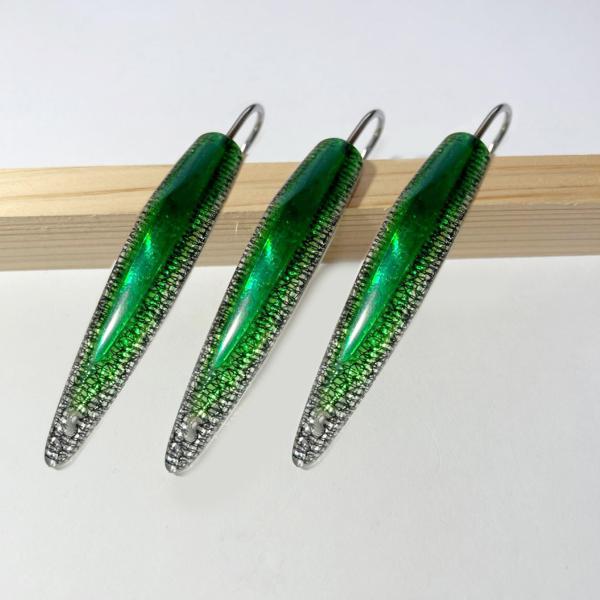 弓角ルアー 8〜8.5cm 鳥山漁具 トローリングルアー  オーロラ3Dグリーン 3個 サワラ ブリ...