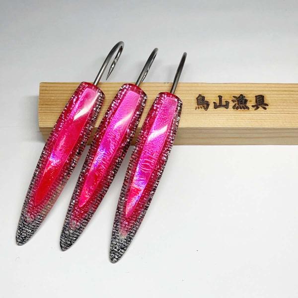 8〜8.5cm オーロラ3D 蛍光ピンク 弓角ルアー 3個 鳥山漁具 トローリング サワラ ブリ ハ...