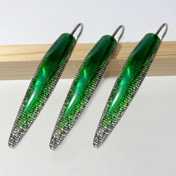 弓角ルアー 10〜10.5cm 鳥山漁具 トローリングルアー  オーロラ3Dグリーン 3個 サワラ ...