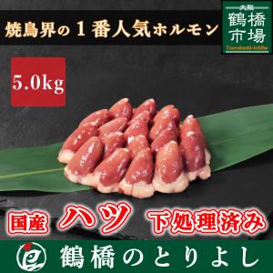 鶏肉 国産 ホルモン 焼き鳥 鶏もつ 鳥もつ おつまみ 取り寄せ 鶏ハツ 下処理済み 心臓 5.0kg｜toriyoshi-tsu