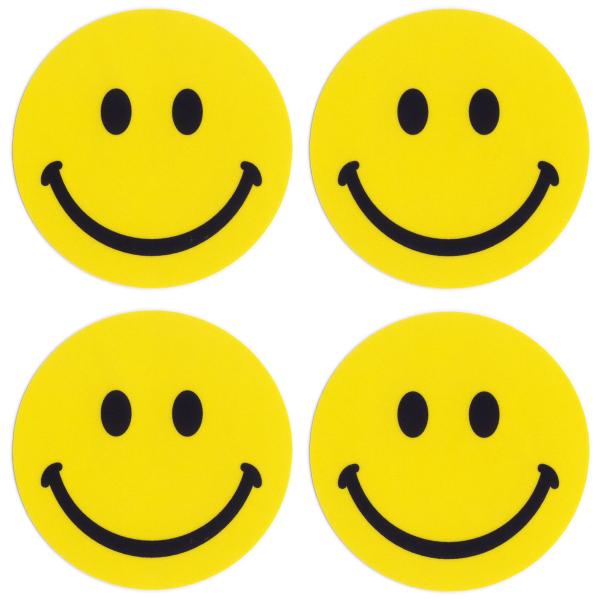 とろ庵 笑顔 ステッカー 48mm 黄色 4点セット TRJ028S48