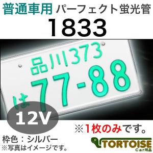 井上工業 字光式ナンバープレート照明器具 普通車用 12V車用 パーフェクト蛍光管 枠色:シルバー 1833-S (1枚のみ)｜tortoise