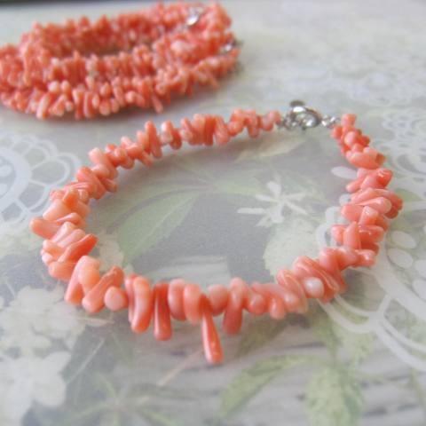 美しいピンク珊瑚枝のブレスレット/SILVER.925アジャスター/『宝石サンゴ』