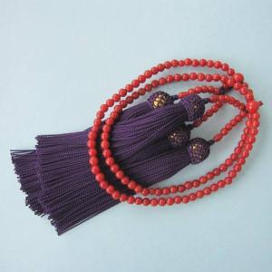 イタリア産赤珊瑚の数珠（5.5ミリ） （真言宗）・二輪 /高級天然本珊瑚