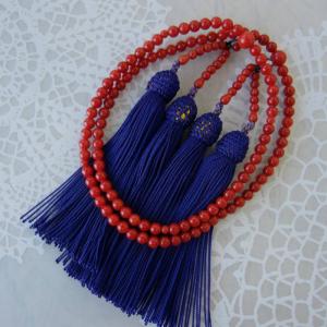 イタリア産赤珊瑚の数珠（5.5ミリ） （真言宗）・二輪 /高級天然本珊瑚