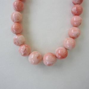 ピンク珊瑚 ルース 9ミリ玉 深海珊瑚の玉に片穴をあけて5個をセットに