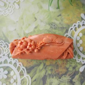 サンゴ　薔薇　バラ　フラワー　オレンジ　帯留　和装小物　着物 imgrc0077805264.jpg