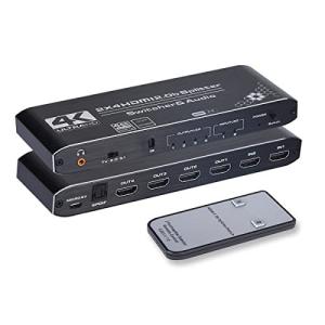 4K HDMI分配器2x4 音声分離 IRリモコン付き HDMI分配器 2 入力 4 出力 TV/2.0/5.1ch 4K HDR 4Kx2K@60H