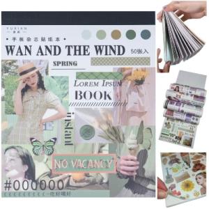 NSHACK フレークシール 50ページ 約850種 コラージュ素材 手帳ステッカー ジャンクジャーナル 和紙