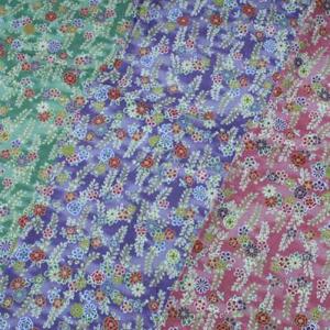 ちりめん風呂敷 小さな菊 桜 藤など 和雑貨 和柄 和 ふろしき レーヨン 包み 保存 お弁当 3枚...