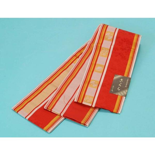 小袋帯正絹本場筑前博多織 宝 小桜赤 レディース 着物 浴衣 帯 袋帯