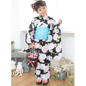 送料無料 小町kids 浴衣・兵児帯セット(黒...の詳細画像3