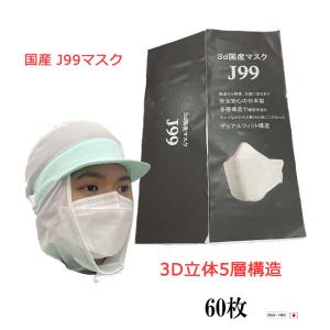 J99 マスク JN95 日本製 60枚 不織布 使い捨て 個別包装 国産 医療用クラス 高性能 立体構造 本体5層 3D 国内生産｜tosen