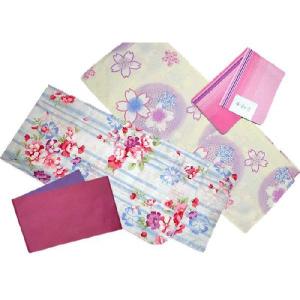 maru × utatane 浴衣3点セット (浴衣/帯/下駄）ほぐし麻の葉としだれ藤