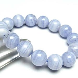 大玉 ブルーレースアゲート ブレスレット 約19.5mm 内径17.5cmm AA 