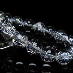一点物　天然石　ハンドメイドブレス　ローズクォーツ　最高ランク　アイリス水晶 アイリスクォーツ 水晶 ブレスレット 虹入り 17mm 一点物 111-3698