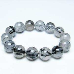 ブラックルチルクォーツ ブレスレット 14mm ブラックトルマリン ブレス
