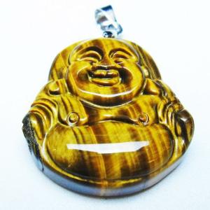 タイガーアイ ペンダント 観音様 手彫り彫刻 虎目石 ペンダントトップ