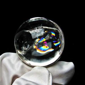 水晶 丸玉 虹入り 70mm スフィア 置物 水晶玉 一点物 送料無料 151