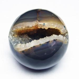 アゲート 笑口丸玉 ジオード スフィア 丸玉 一点物 送料無料 151-5581
