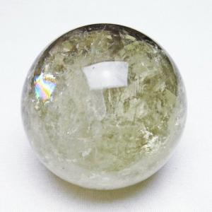 D453-15〕約31mm シトリン 虹入り スフィア Citrine 丸玉 黄水晶 置物