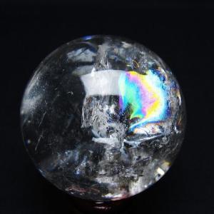 水晶 丸玉 虹入り 53mm スフィア 置物 水晶玉 一点物 送料無料 151-8782