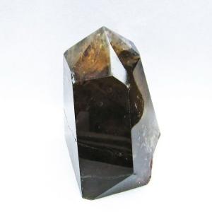 スモーキークォーツ 六角柱 煙水晶 虹入り 3.7Kg 台座付属 送料無料