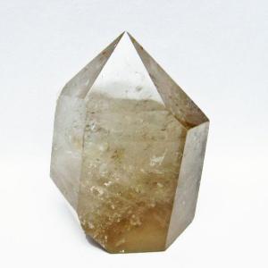 スモーキークォーツ 六角柱 煙水晶 虹入り 3.7Kg 台座付属 送料無料