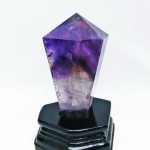 アメジスト 六角柱 アメシスト ポイント 置物 原石 虹入り ファントム 台座付属 [送料無料] 一点物 152-2107