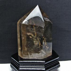 スモーキークォーツ 煙水晶 六角柱 1.3Kg 台座付属 送料無料 一点物 152-665｜tosho-stones