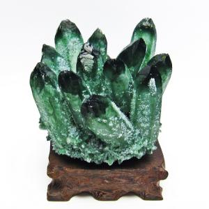 緑水晶 クラスター 原石 置物 台座付属 一点物 182-7354 : 天然石