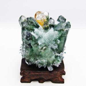 緑水晶 クラスター 原石 台座付属 一点物 [送料無料] 182-7395