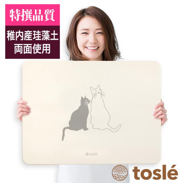 珪藻土 バスマット 北海道稚内 珪藻土マット トスレ スクエア キャット タテM 猫 ネコ 日本製