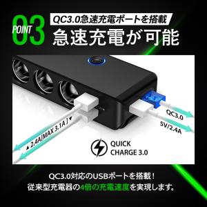 車 シガーソケット 電源 3連 増設 usb ...の詳細画像4