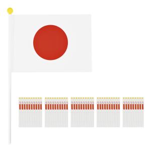 TOSPA 日の丸 日本国旗100本セット ポール付き手旗 国旗サイズ20×30cm