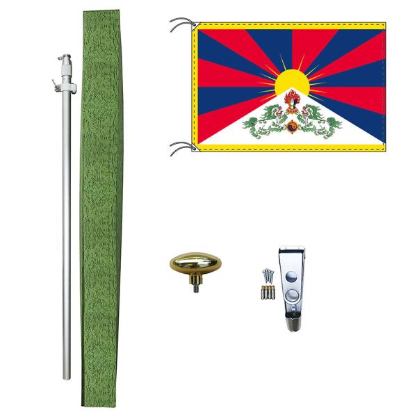 TOSPA チベット 自治区 旗 DXセット 70×105cm 旗 アルミ合金ポール 壁面設置部品の...