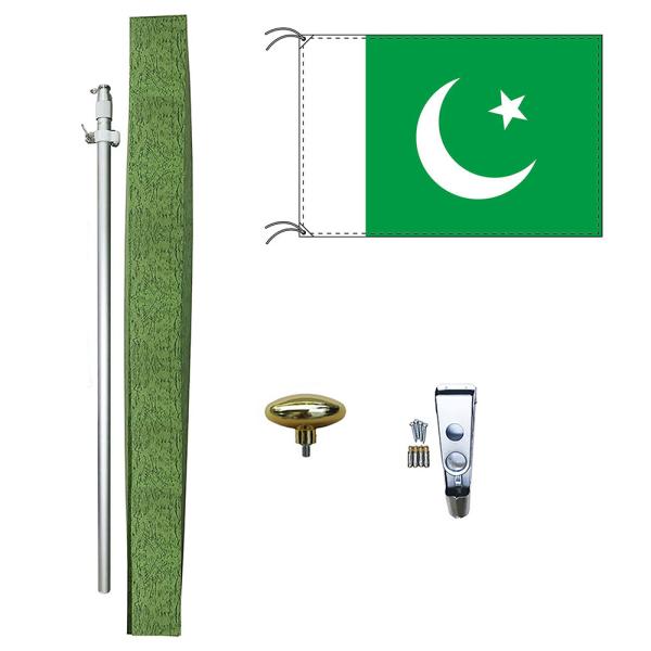 TOSPA パキスタン 国旗 DXセット 70×105cm 国旗 アルミ合金ポール 壁面設置部品のセ...