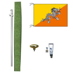 TOSPA ブータン 国旗 DXセット 70×105cm 国旗 アルミ合金ポール 壁面設置部品のセット 日本製 世界の国旗シリーズ｜tospashop
