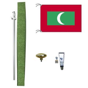 TOSPA モルディブ 国旗 DXセット 70×105cm 国旗 アルミ合金ポール 壁面設置部品のセット 日本製 世界の国旗シリーズ｜tospashop