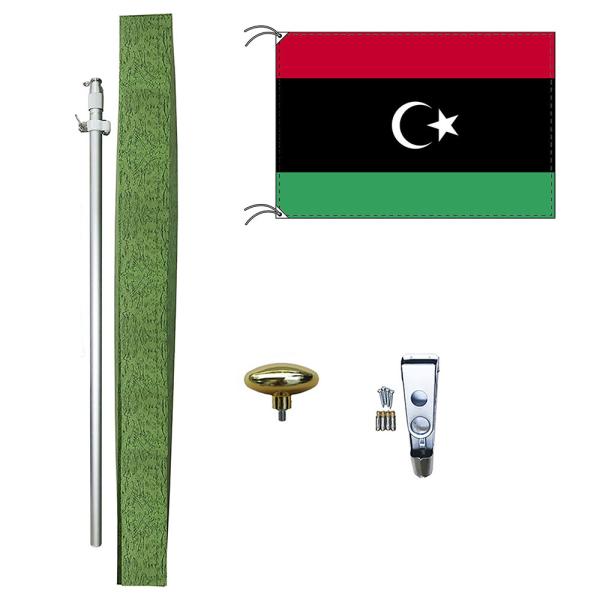 TOSPA リビア 国旗 DXセット 70×105cm 国旗 アルミ合金ポール 壁面設置部品のセット...