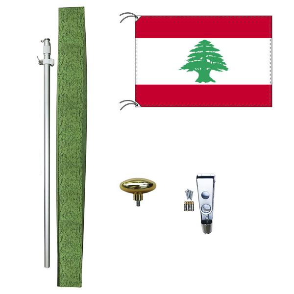 TOSPA レバノン 国旗 DXセット 70×105cm 国旗 アルミ合金ポール 壁面設置部品のセッ...
